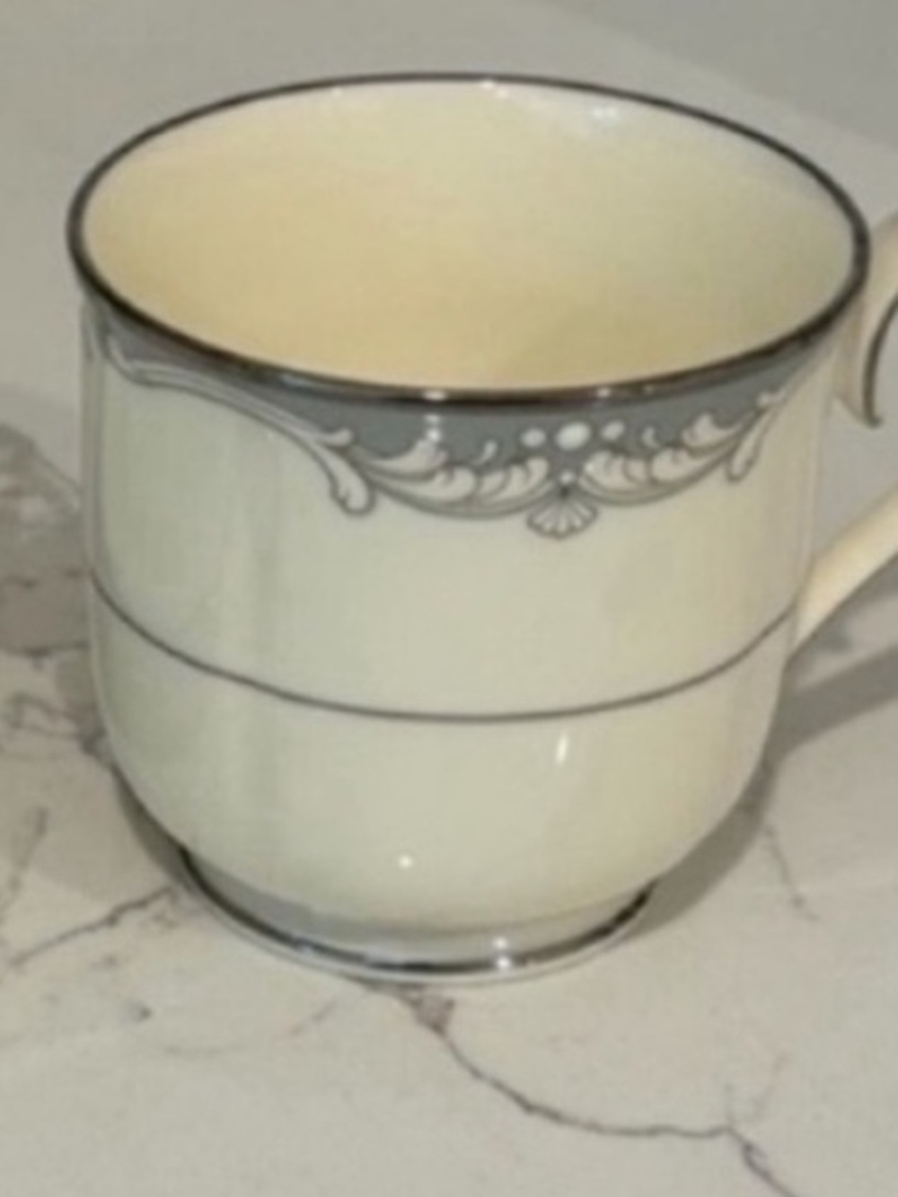 Vintage Noritake Cousteau Bone China Teacup and Saucer Set Off White Grey Japan - Picture 7 of 11